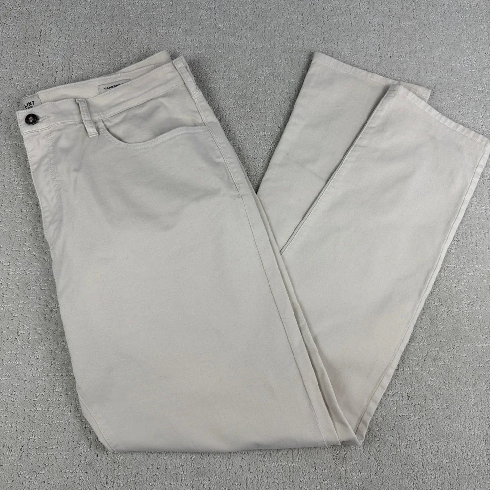 Huckberry Flint & Tinder 365 5-Pocket Pants Mens 38x34 Salt Cream Tapered Fit